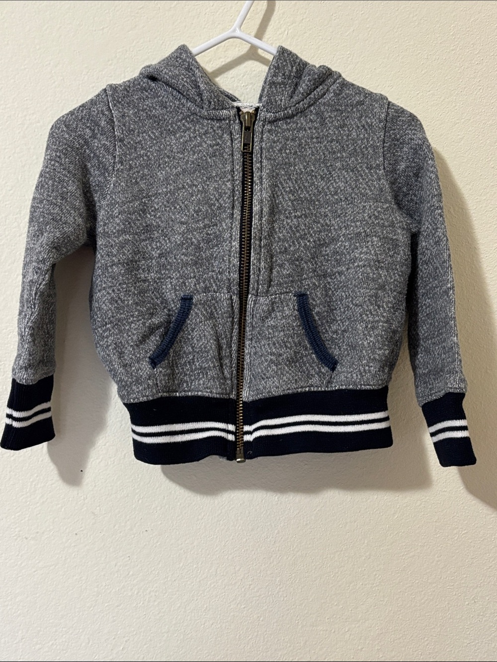 Peek Gray Hooded Zip Sweatshirt with Navy Trim